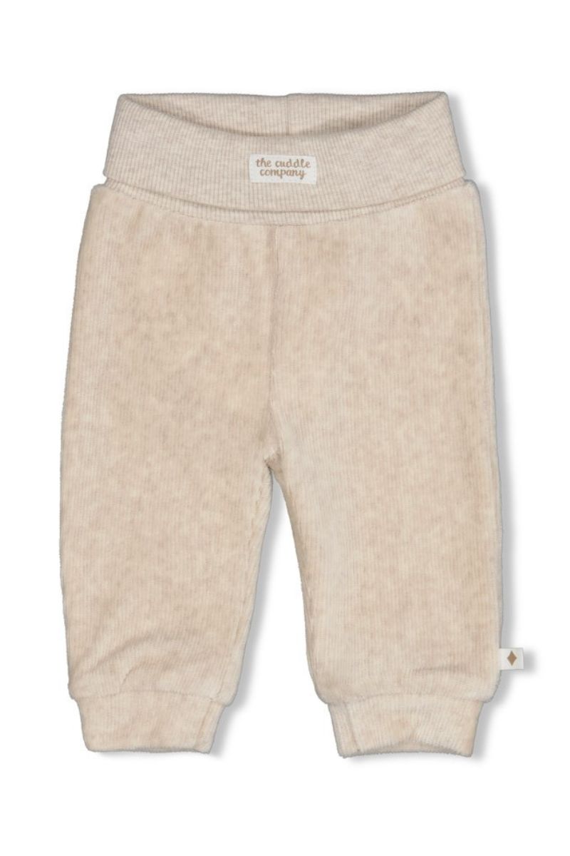 The Cuddle Company Feetje broek velours rib in taupe melange, zacht ribvelours babybroek